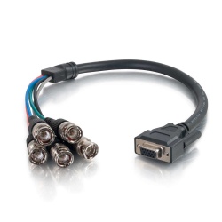 QVS Cable VGA Hembra - BNC RGBHV Macho, 46cm, Negro 