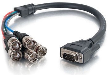 QVS Cable VGA Macho - BNC RGBHV Macho, 46cm, Negro 
