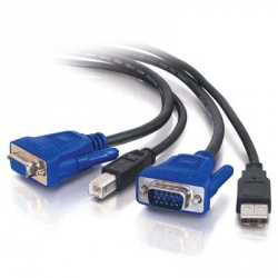 C2G Cable VGA/USB A Macho - VGA Hembra/USB B Macho, 1.8 Metros, Negro 