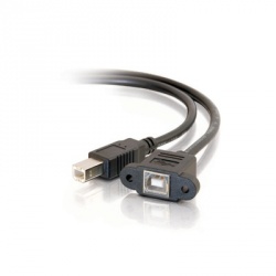 C2G Cable para Montaje en Panel USB B Hembra - USB B Macho, 15cm, Negro 