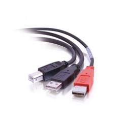 C2G Cable USB B Macho - 2x USB A Macho, 1.8 Metros, Negro/Rojo 