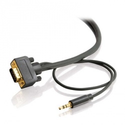 C2G Cable Stereo VGA + 3.5mm Macho - Stereo VGA + 3.5mm Macho, 7.6 Metros, Negro 