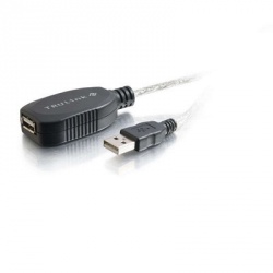 C2G Cable USB A Macho - USB A Macho, 12 Metros, Negro/Plata 