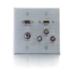 C2G Placa de Pared, HDMI/VGA/3.5mm/RCA, 5 Puertos, Plata 