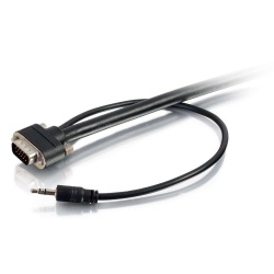 C2G Cable Stereo VGA + 3.5mm Macho - VGA + 3.5mm Macho, 4.5 Metros, Negro 