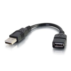 C2G Cable USB A Hembra - USB A Macho, 15cm, Negro 