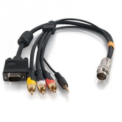 C2G Cable VGA + 3.5mm + 3x RCA Macho - RapidRun 15 pin Macho, 45cm, Negro 