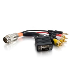 C2G Cable VGA + 3.5mm Stereo + RCA Macho - RapidRun 15-pin Macho, 15cm, Negro 