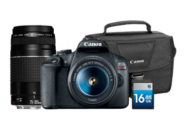 Kit Cámara Réflex Canon EOS Rebel T7, 24.1MP, Negro, incluye Lente 18-55mm/Lente 75-300mm/Memoria SD/Maleta 