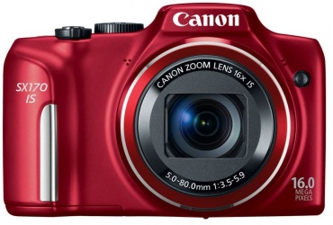 Cámara Digital Canon SX170 IS PowerShot, 16MP, Zoom óptico 16x, Rojo 