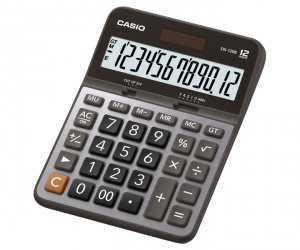 Casio Calculadora de Escritorio DX-120B, 12 Dígitos, Pila/Energía Solar, Gris 