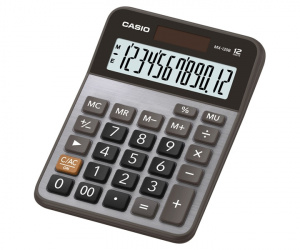Casio Calculadora de Escritorio MX-120B, 12 Dígitos, Pila/Energía Solar, Gris 