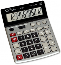 Celica Calculadora de Escritorio CA-285, 12 Dígitos, Batería/Energía Solar, Gris/Negro 