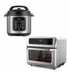 Chefman Olla de Presión Programable RJ40, 6L, Negro/Gris ― Incluye Horno con Air Fryer Chefman, 20L 