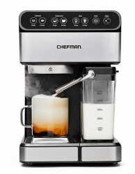 Chefman Cafetera para Expreso y Capuchino RJ54-MX, 1 Taza, Negro/Plata 