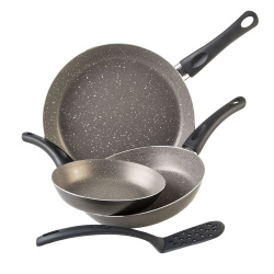 Cinsa Juego de Sartenes Magnifica, 4 Piezas, Antiadherente, Aluminio, Negro/Gris 