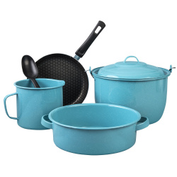 Cinsa Batería de Cocina, Aluminio, Antiadherente, 6 Piezas, Azul Turquesa 