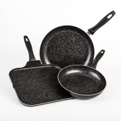 Cinsa Juego de Sartenes Experta, 3 Piezas, Antiadherente, Negro 