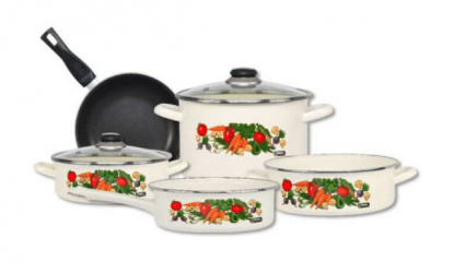 Cinsa Batería de Cocina Armenia, Acero Vitrificado, 7 Piezas, Blanco 