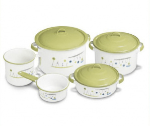 Cinsa Batería de Cocina Valencia, 8 Piezas, Blanco/Verde 