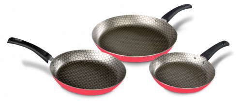 Cinsa Juego de Sartenes, 3 Piezas, Antiadherente, Aluminio, Negro/Rosa 