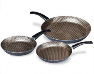 Cinsa Juego de Sartenes, 3 Piezas, Antiadherente, Aluminio, Gris 