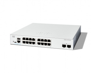 Switch Cisco Catalyst 1300, 16 Puertos Gigabit Ethernet 10/100/1000 16 x PoE No disponible, 2 Puertos SFP, 12 Gbit/s, Administrado  ― Envío gratis limitado a 50 unidades por cliente 