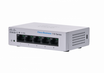 Switch Cisco Gigabit Ethernet Business 110, 5 Puertos 10/100/1000Mbps, 10 Gbit/s, 2000 Entradas - No Administrable 