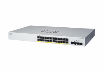 Switch Cisco Gigabit Ethernet Business CBS220, 24 Puertos PoE 10/100/1000 + 4 Puertos SFP, 56Gbit/s, 8.000 Entradas - Administrable 