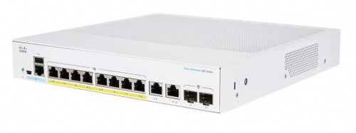 Switch Cisco Gigabit Ethernet Business 250, 8 Puertos PoE 10/100/1000Mbps + 2 Puertos SFP, 20 Gbit/s, 8000 Entradas - Administrable 