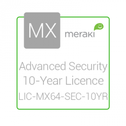 Cisco Meraki Licencia de Seguridad Avanzada y Soporte, 1 Licencia, 10 Años, para MX64 