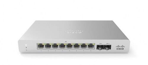 Switch Cisco Meraki Gigabit Ethernet MS120-8FP, 8 Puertos PoE 1GbE + 2 Puertos 1GbE SFP, Full PoE 124W, 20 Gbit/s, 16.000 Entradas - Administrable ― Requiere trámite de NOM, causando tiempo de entrega extendido 