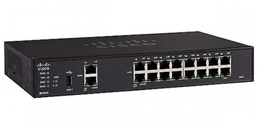 Router Cisco Gigabit Ethernet con Firewall RV345, 16x RJ-45, 3G/4G, Negro 