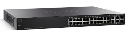 Switch Cisco Fast Ethernet SF300-24PP, 24 Puertos 10/100 + 2 Puertos 10/100/1000 + 2 Puertos SFP, 12.8 Gbit/s, 16.384 Entradas - Administrable 
