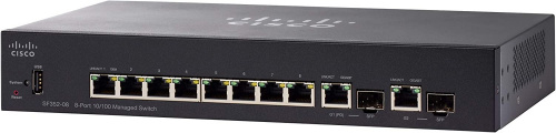 Switch Cisco Fast Ethernet SF352-08 Small Business, 8 Puertos 10/100Mbps + 2 Puertos SFP, 5.6Gbit/s, 16.384 Entradas - Administrable 