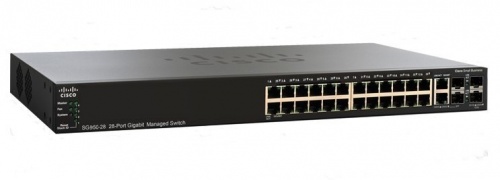Switch Cisco Gigabit Ethernet SG350-28, 24 Puertos 10/100/1000Mbps + 2 Puertos SFP+, 56 Gbit/s, 16.384 Entradas - Administrable 