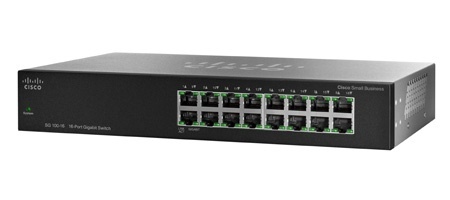 Switch Cisco Gigabit Ethernet SG 100-16, 16 Puertos 10/100/1000, 32 Gbit/s, 8000 Entradas - No Administrable 