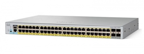 Switch Cisco Gigabit Ethernet Catalyst C2960L-48PQ, 48 Puertos 10/100/1000Mbps + 4 Puertos SFP+, 104 Gbit/s, 8000 Entradas - Administrable 