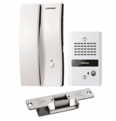 Commax Kit Interfon, Alámbrico, Blanco/Acero Inoxidable, incluye Frente de Calle/Contra Chapa Eléctrica 