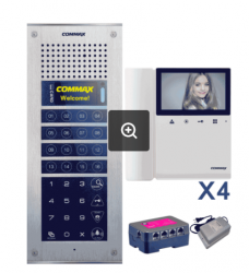 Commax Kit de Frente de Calle MODUM4PACK, incluye 4 Monitores, Distribuidor y Fuente de Poder 