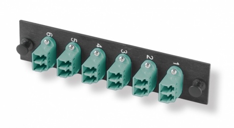 Commscope Panel de 12 Adaptadores de Fibra Óptica LC, Multimodo, Aqua/Negro 