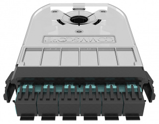 CommScope Panel de Parcheo para Fibra Óptica, 12 Puertos LC Multimodo, OM4, Aqua 