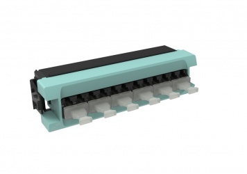 CommScope Panel de 12 Adaptadores de Fibra Óptica LC Multimodo, Negro/Aqua 