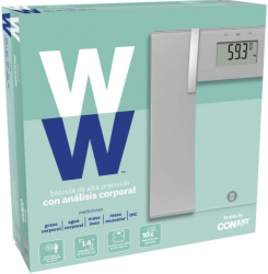 Báscula Corporal Conair WW8933ES, hasta 182Kg, Blanco, Medición de IMC/MasaCorporal/Agua Corporal 