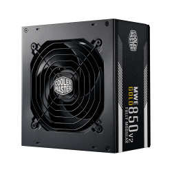 Fuente de Poder Cooler Master MWE GOLD 850 V2 FULL MODULAR 80 PLUS Gold, 24-pines ATX, 120mm, 850W ― Golpe en una esquina. 
