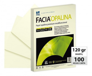 Copamex Papel Facia Opalina 120g/m², 100 Hojas de Tamaño Carta, Marfil 