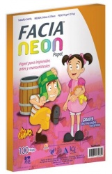 Copamex Papel Facia Neon 75g/m², 100 Hojas de Tamaño Carta, Color Naranja 
