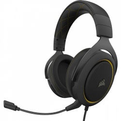 Corsair Audífonos Gamer HS60 PRO SURROUND 7.1, Alámbrico, 1.8 Metros, 3.5mm, Negro/Amarillo 