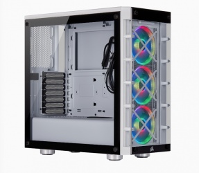 Gabinete Corsair iCUE Crystal 465X RGB con Ventana, Midi Tower, ATX/Micro ATX/Mini-ITX, USB 3.2, sin Fuente, Blanco 