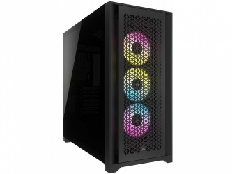 Gabinete Corsair iCUE 5000D RGB AIRFLOW con Ventana, Midi-Tower, ATX, USB 3.2, sin Fuente, 3 Ventiladores RGB Instalados, Negro 